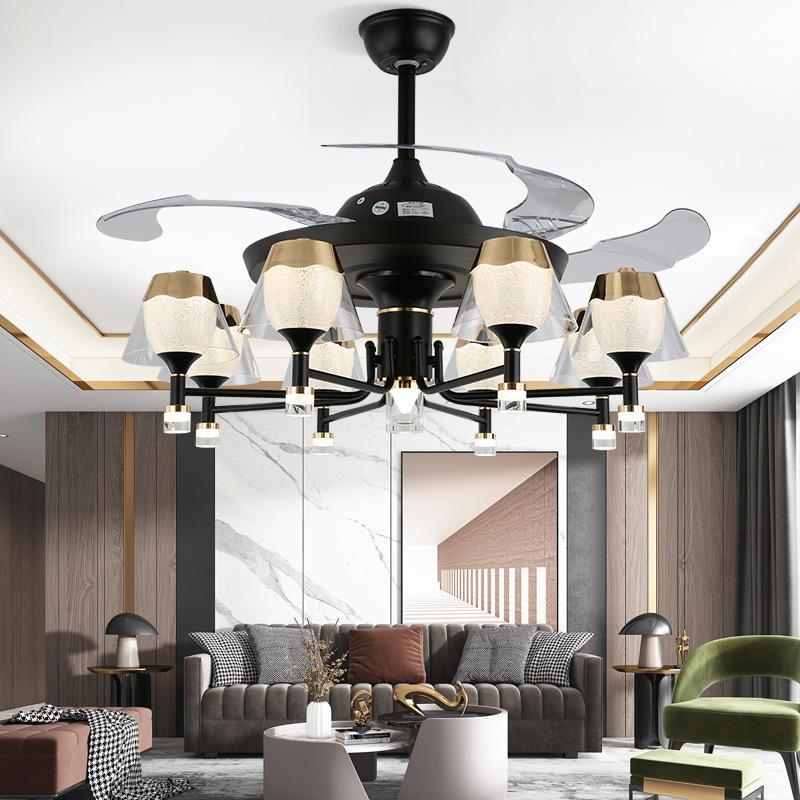 

110V / 220V Invisible Led Ceiling Fans Light Remote Control Wall Switch Living Room Dining Room Led Ceiling Fans with Lights1