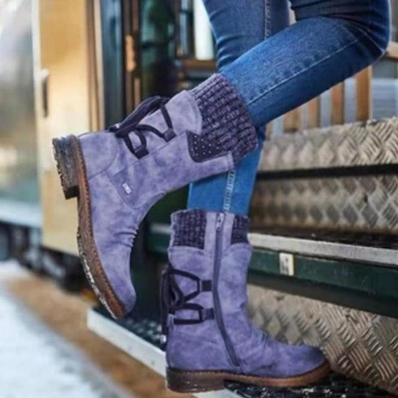 

2021 Women Winter Leather Wool Boots Winter Shoes Ladies Fashion Snow Boots Shoes Thigh High Suede Warm Botas, Wine red