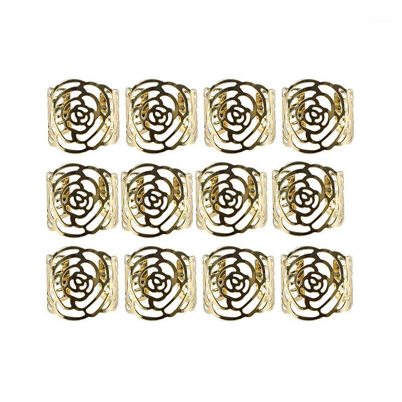 

12 Pcs Alloy Napkin Rings Hollow Out Napkin Holder Adornment Exquisite Household Napkins Rings Set for Casual or Formal Occasion1