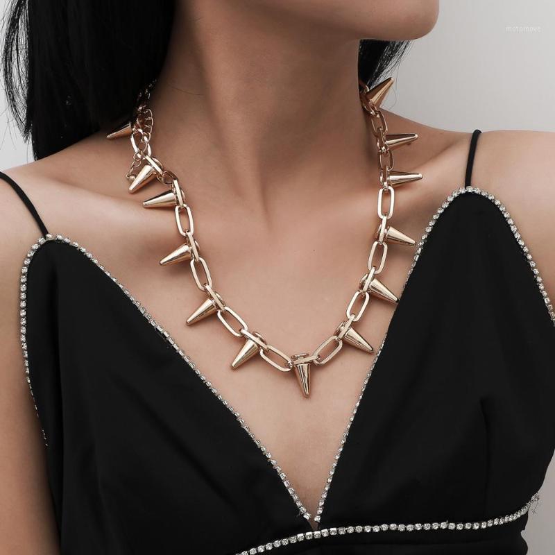

KMVEXO Punk Rivet Tassels Necklaces For Women Cuban Aluminum Chain Choker Chain Necklace Collier 2020 Friends Neck Jewelry1