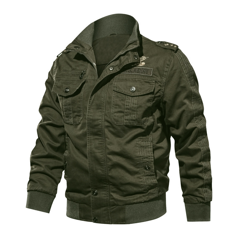

Fall Men Jackets Washed Large Size Military Work, Black;brown
