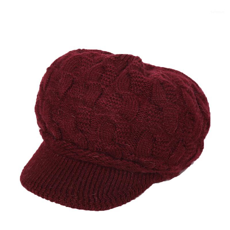 

Autumn and winter new solid color Plush fashionable warm women's duck cap knitted soft wool hat1, Black