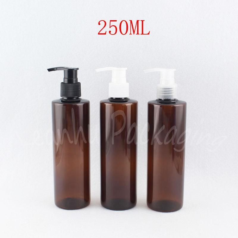 

250ML Brown Plastic Bottle With Lotion Pump , 250CC Makeup Sub-bottling , Shampoo / Lotion Packaging Bottle1