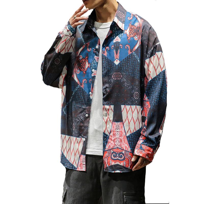 

Man Spring Camouflage long sleeve Shirts fashion plus size print shirts 5xl, Yellow