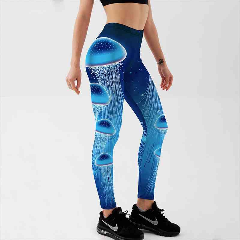 

Arrival Women Leggings Jellyfish 3d Fantasy Printed Push Up Leggings Fitness Workout Pants Drop, Black