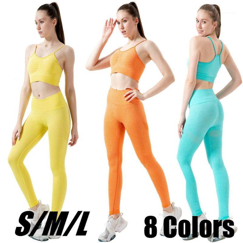 

Yoga Sets 2 Piece Fitness Set 2020 Women Seamless High Waisted Sports Sets Yoga Women Gym Clothes Sports Wear for Gym1, Blue
