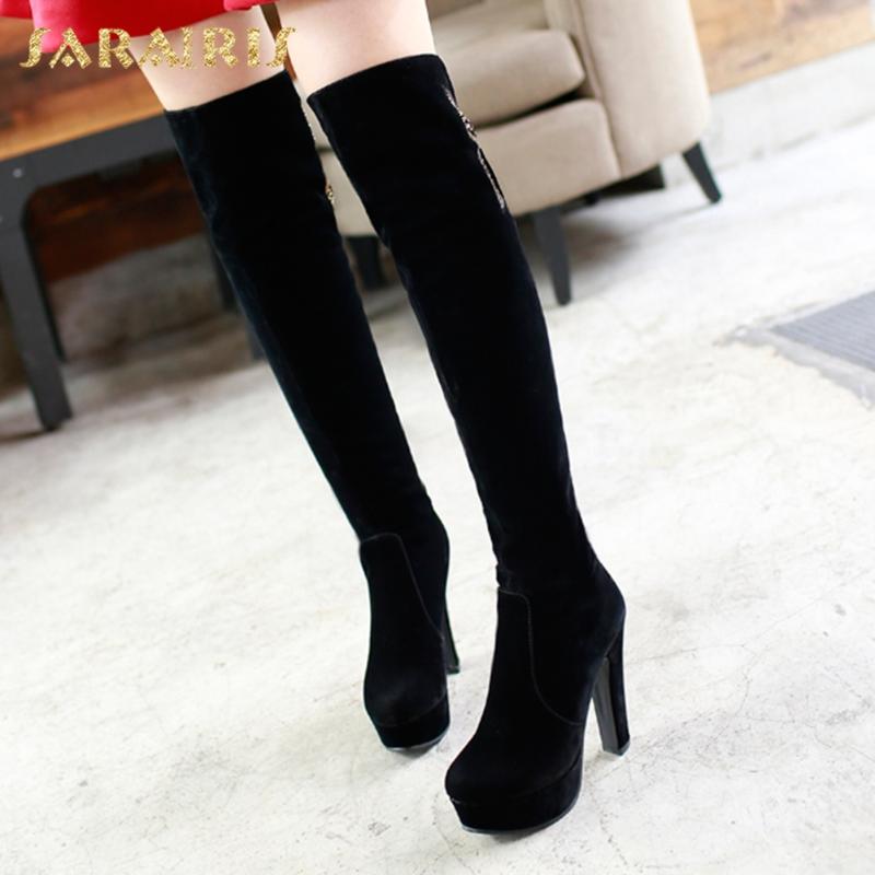 

Sarairis 2020 Fashion Big Size 43 Platform Super High Heels Thigh High Boots Woman Shoes Crystal Shiny Trendy Shoes Ladies Boots, Beige