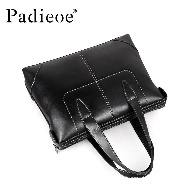 

Padieoe men bag briefcase leather computer bag messenger handbag purses jobs genuine leather, Black