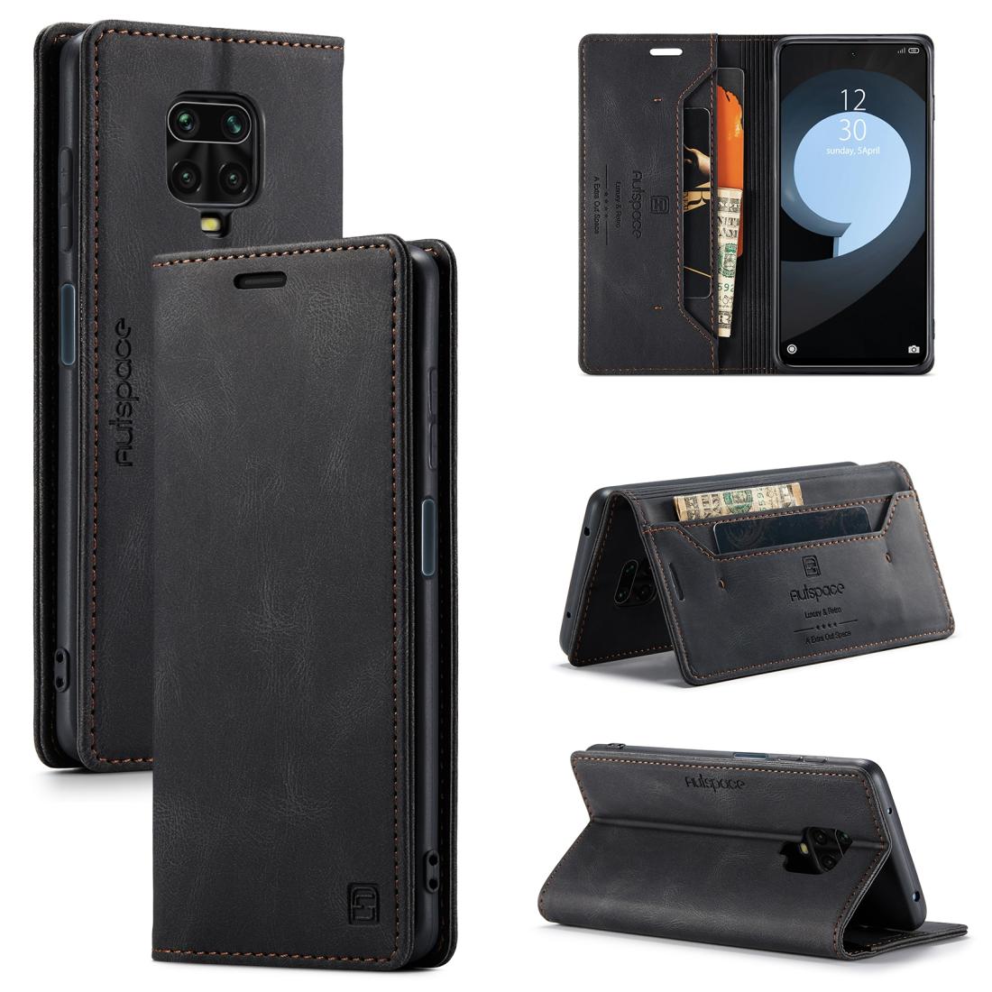 

For Xiaomi Redmi Note 9s AutSpace A01 Retro Skin-feel Crazy Horse Texture Horizontal Flip Leather Case with Holder Card Slots Wallet RFI