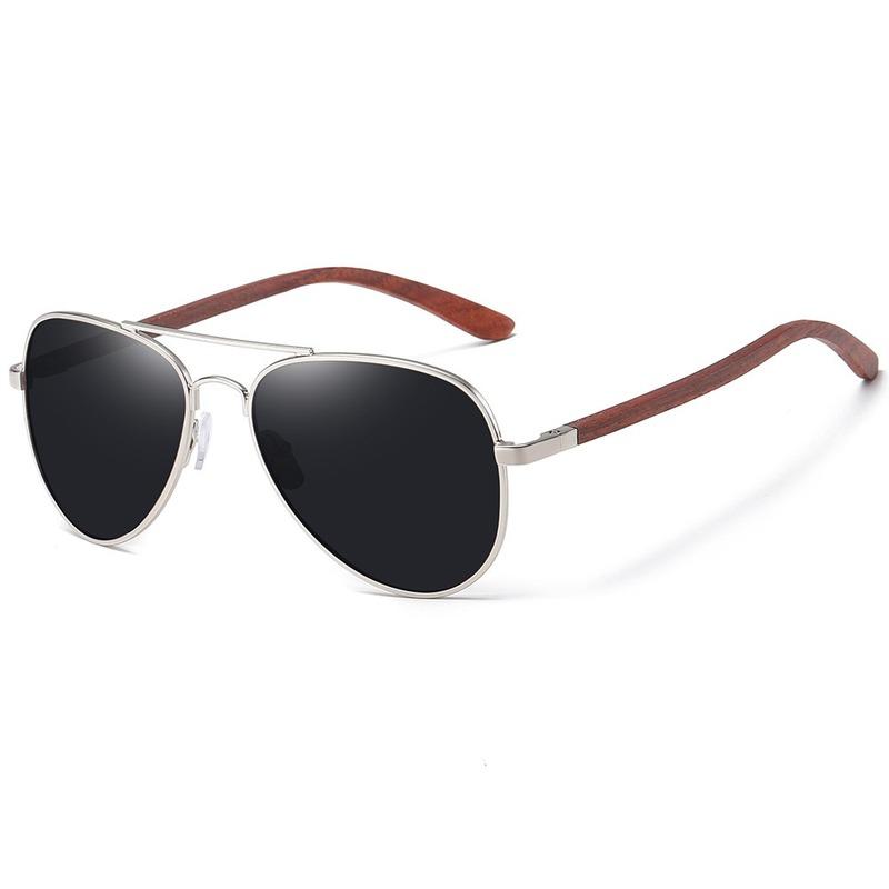 

ONEVAN Metal Half-frame Glasses with Wooden Legs Sunglasses Men's Polarized Fashion Sunglasses for Women Wooden Toad Sun Glasses