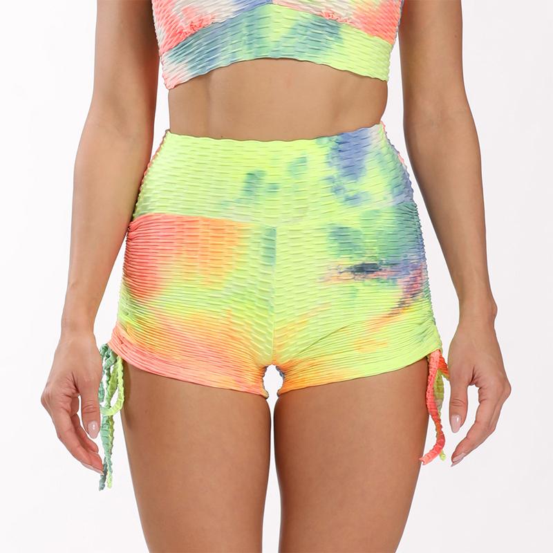 

3D Women Tie Dye High Waist Sport shorts Rainbow Printed Stretchy Fitness Running Gym Athletic Leggins Ladies Push Up Sportwear