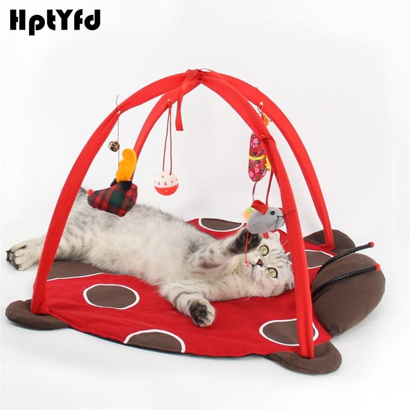

Pet Cat Bed Small Dog House Animals Tent Blanket for Cats Puppy with Hanging Pet Toy Mobile Activity Funny Toys Cat Pad Bed
