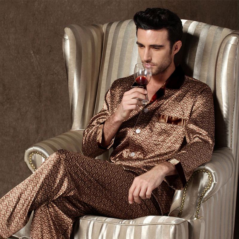 

Mens Designer Pajamas for Men Nightwear Long Sleeve Sleep Tops Trousers Thin Ice Silk Pajamas Men Sleepwear Set Pijama Set, 023