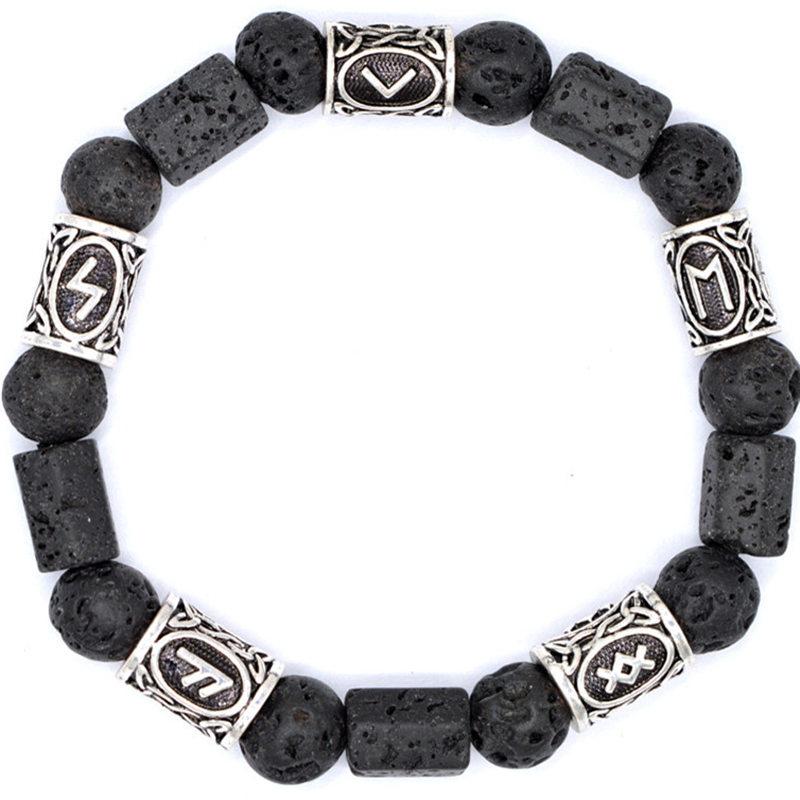 Nordico Viking angelical pulsera lava piedra perla brazalete angelical vikingo DIY set