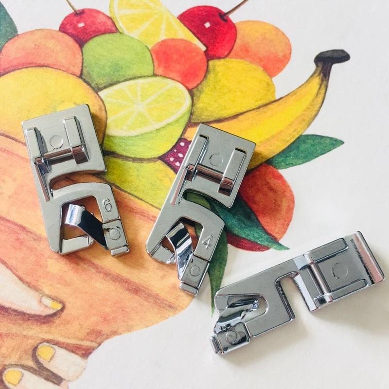 

New Narrow Rolled Hem Foot Sewing Machine Hemmer Presser Foot 3 Pcs Set