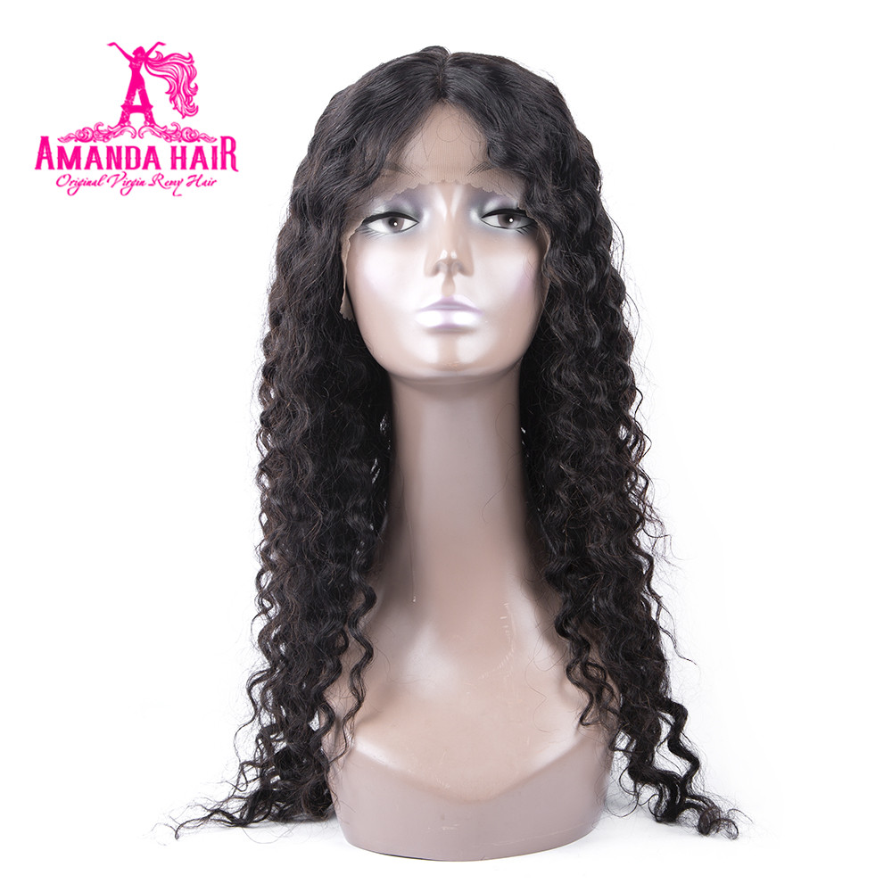 

Amanda Deep Wave Lace Wig T Part 13x1 Hairline Lace Part Human Hair Wigs Pre Plucked Brazilian Remy 150% Density Wigs, Natural color
