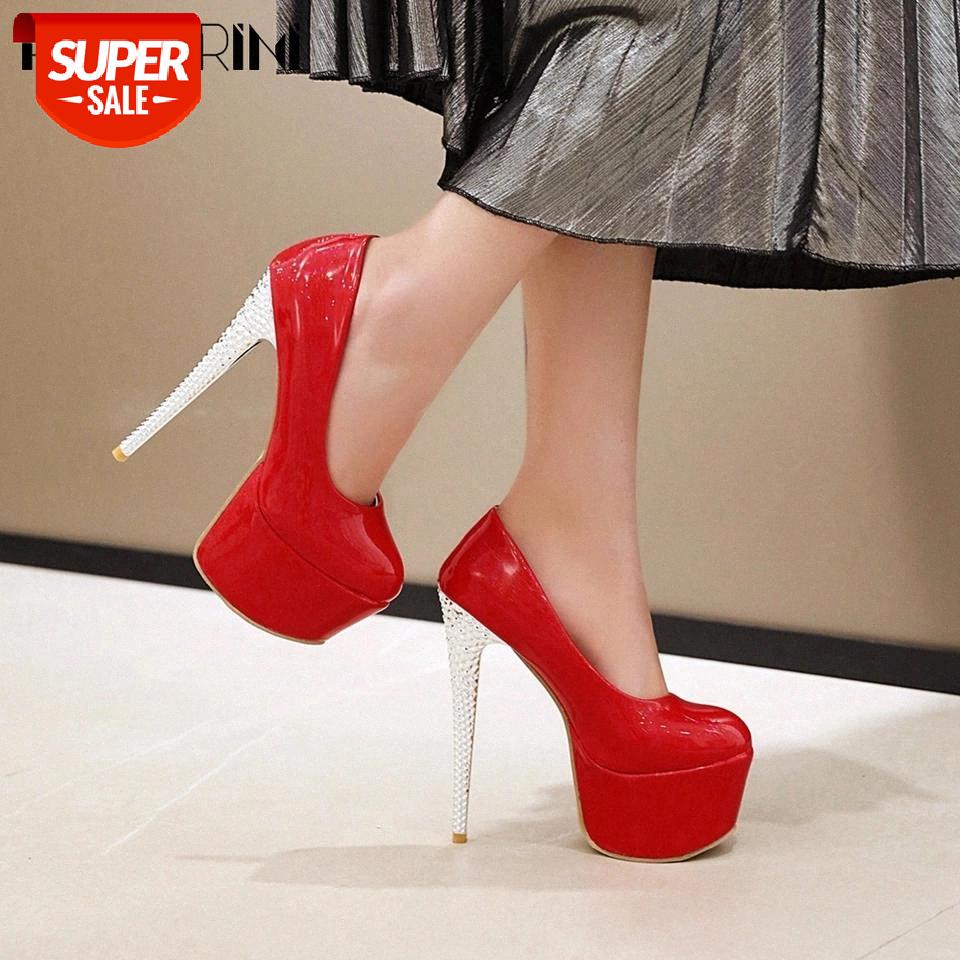 

RIBETRINI Lady Super High Heels Slip On Platform Shoes Party Prom Women Pumps Handmade Classic Round Toe Spring Pumps #h888, Black