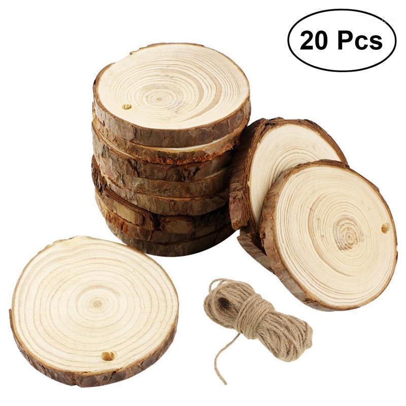 

20Pcs 9-12CM Wood Log Slices Discs For DIY Crafts Wedding Christmas Decoration With 10M Jute Rope1