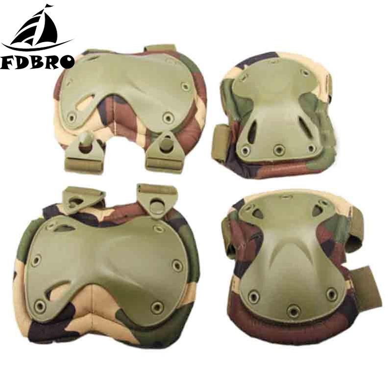 

FDBRO Tactical Paintball Knee Pads & Elbow Pads Army Hunting Climbing Combat Protector Gear Sports Safety 4Pcs/Set
