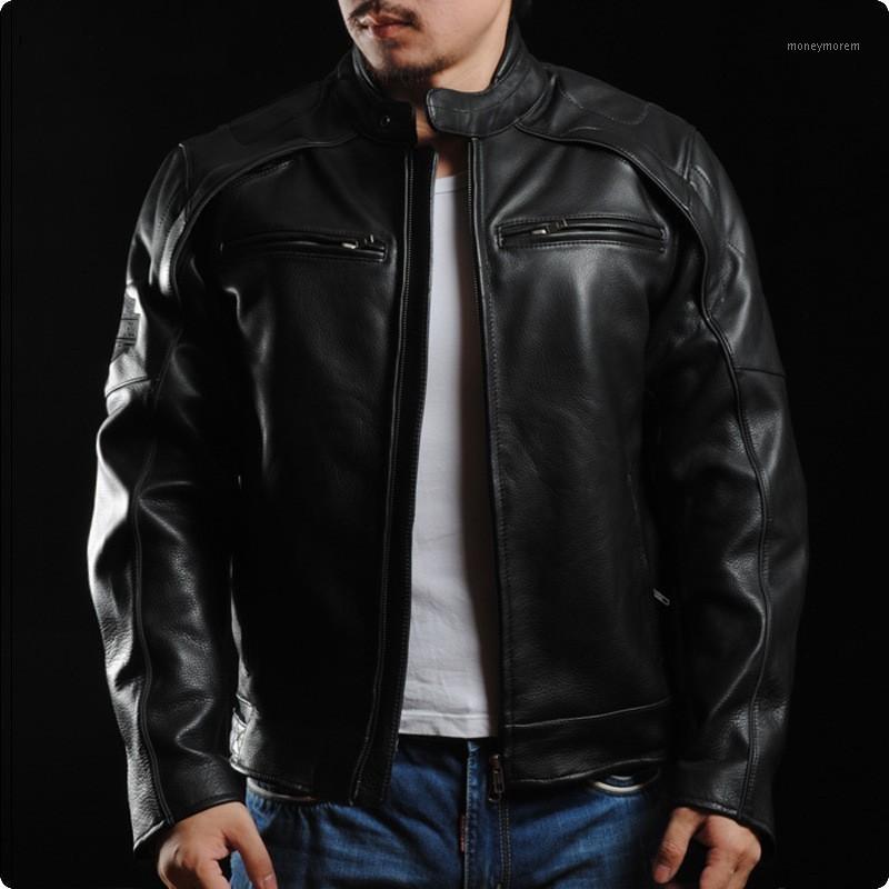 

European Classic Mens Motorcycle Genuine Leather Jacket Biker Coats For Male Jaqueta Couro Masculina Motoqueiro Bomber1, Back with zip