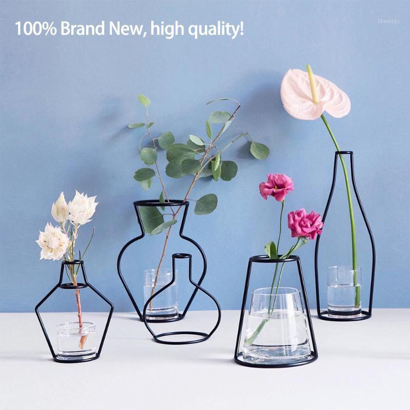 

Brand New Style Retro Iron Line Flowers Vase Metal Plant Holder Modern Solid Home Decor Nordic Styles Iron Vase1