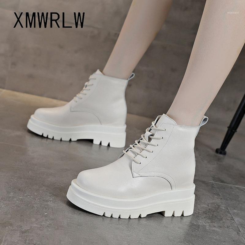 

XMWRLW 2020 Spring Autumn Women Ankle Boots Split Leather High Heels Shoes For Women Autumn Boots Rubber Sole Ladies Boot Shoes1, Beige