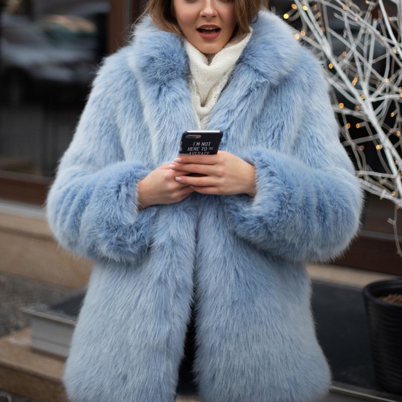 

Autumn Winter Women' Fashion Faux Fur Coat Coats Furry Faux Fur Coat Fake Furry Jacket Female Clothes, White