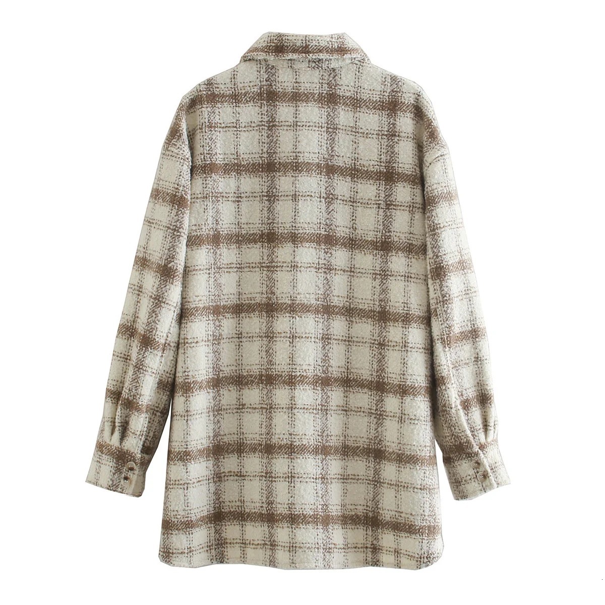 

2021 New Vintage Stylish Plaid Jacket Coat Women Fashion Lapel Collar Long Sleeve Outerwear Chic Tops Spring Autumn News Wr2z, Red