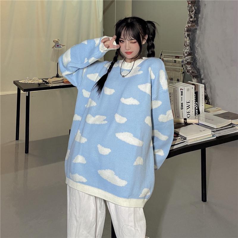 

New women's autumn and winter loose cloud knit sweater, Black