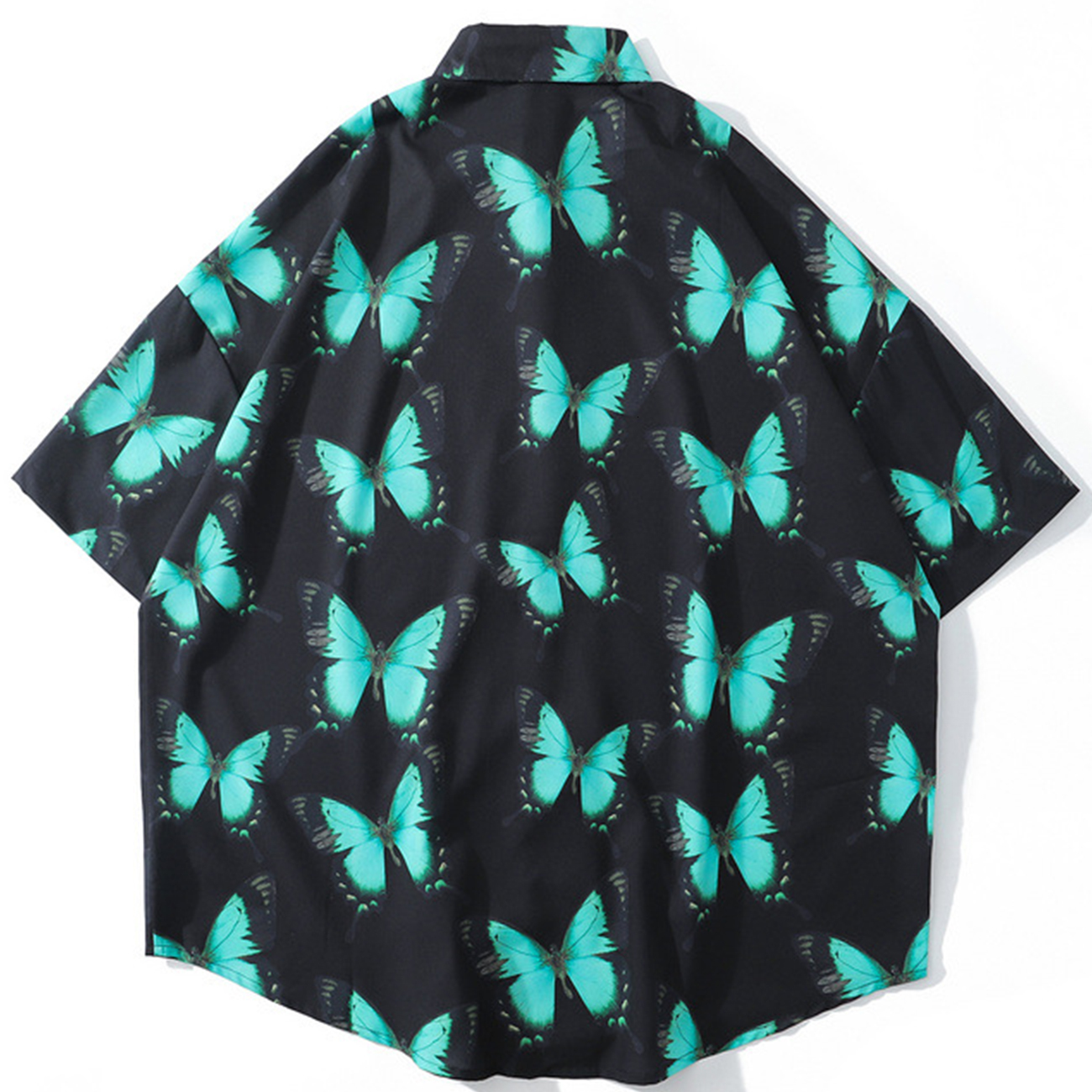 

2021 New Aelfric Eden Hip Hop Butterfly Print Shirt Men Summer Harajuku Oversize Loose Fashion Hawaii Short Sleeve Shirts Streetwear Pt9u, Black