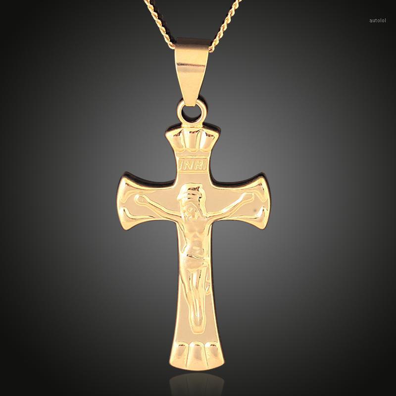 

Religious Collare INRI Jesus Pendant Crucifix Cross Gold Color Copper Jesus Piece Cross Necklace For Man And Woman1