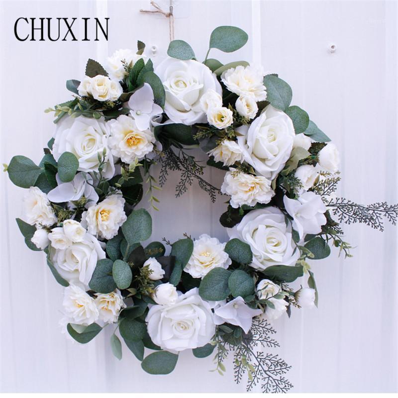

New rose garland artificial flower home wall hanging Decorations wedding wall decor bride tiara wreath Christmas Halloween gift1, Brown