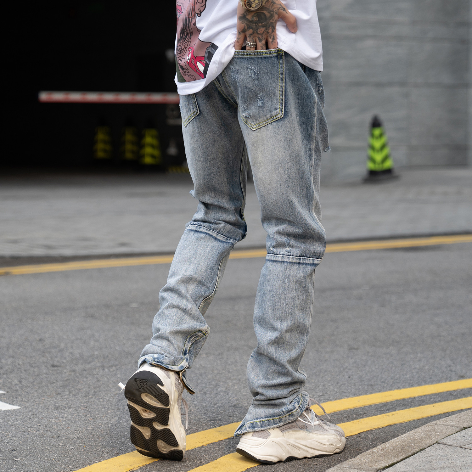 

2021 New Aelfric Eden Fashion Women' Pierced Secondhand Harajuku Famous Street Cowboy Hip Hop Skateboard Male Runner Pants Kajol 8z3u, One