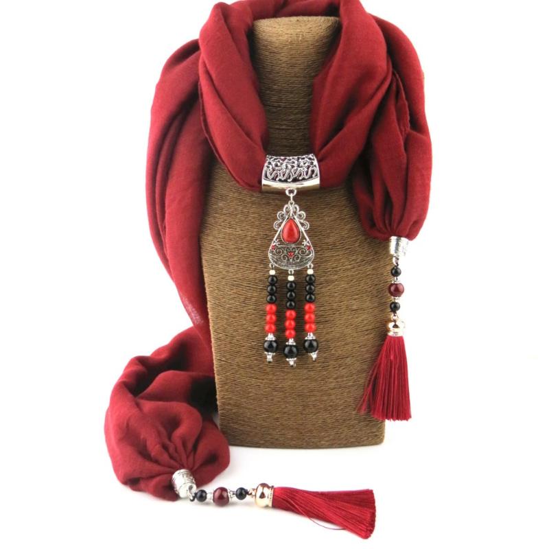 

Bijoux Fashion Ethnic Necklace For Women Multicolor Ceramic Beads Statement Scarf Necklaces Bohemian Jewelry WF21