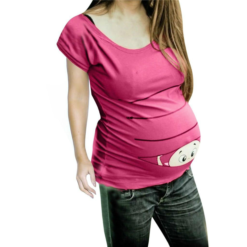 

Round Neck Print Short Sleeve Maternity Dress T-shirt SizeS