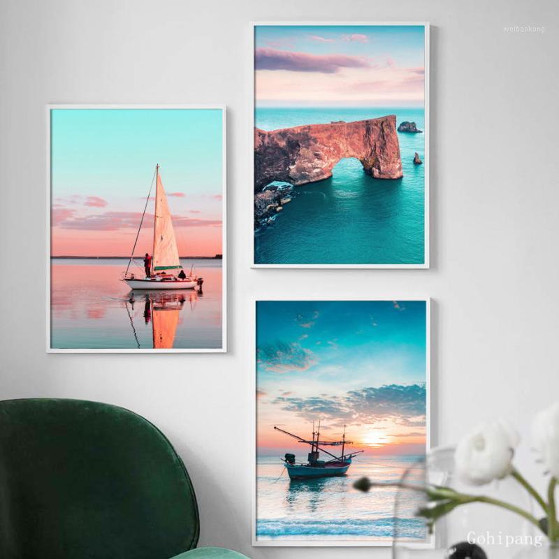 

Seascape Sailing Boat Reef Stone Seascape Nordic Posters And Prints Wall Art Canvas Painting Wall Pictures For Living Room Decor1