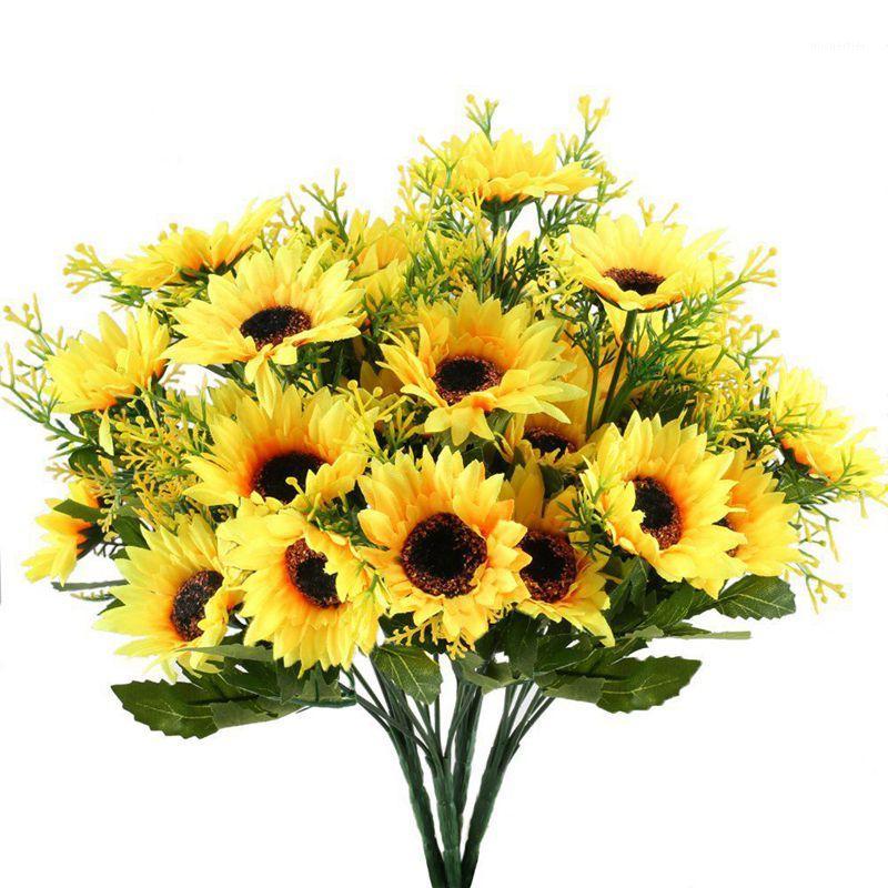 

4PCS Artificial Sunflowers Bundles Fake Flowers Bouquets Faux Floral Table Centerpieces Arrangements Decor Wedding Home Kitchen1, Yellow