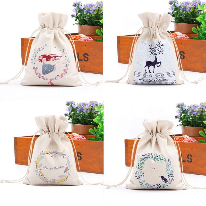 

Gift Bag Candy Bag Canvas Sack Xmas Decoration Christmas Drawstring Creative