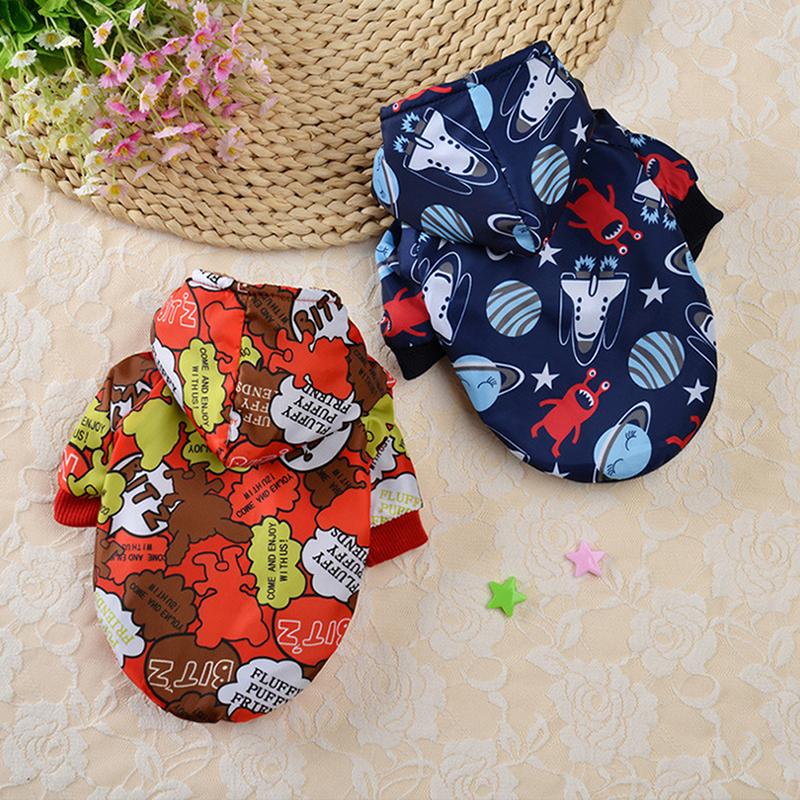 

Small Dog Clothes Winter Printed Thick Warm Down Jacket Puppy Cat Outdoor Clothing Hoodies For Yorkshires Teddy Outfit, Blue