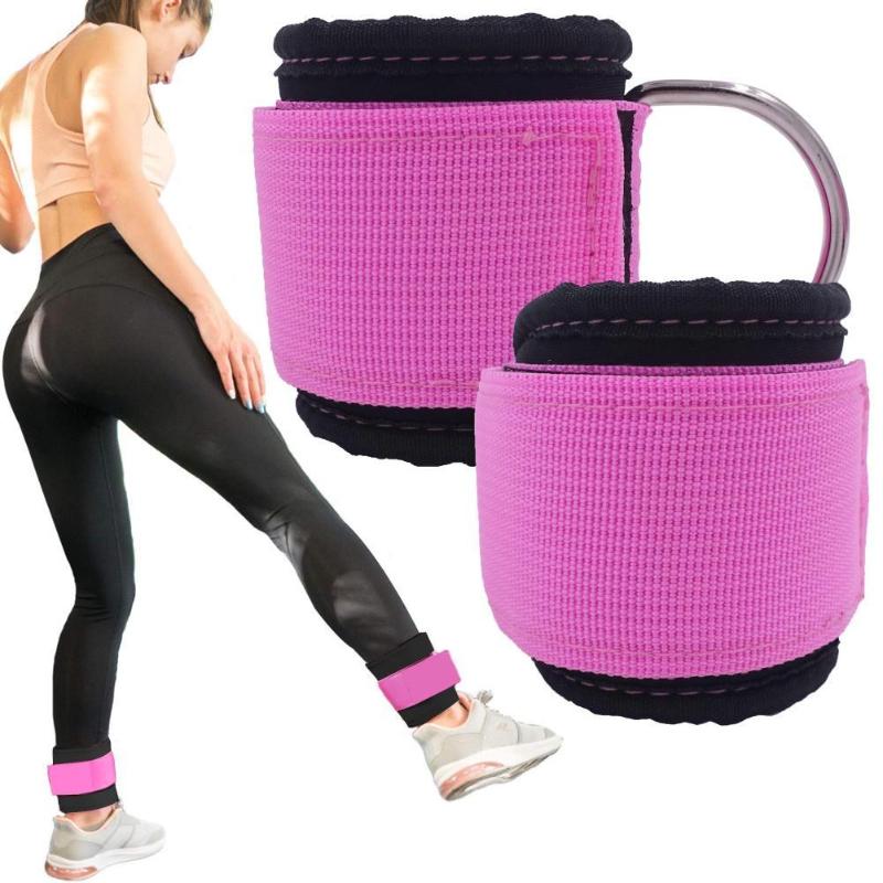 

2Pcs Fitness Adjustable D-Ring Ankle Straps Home Gym Ankle Strap Foot Support Protector Indoor Outdoor Sports Feet Guard, Purple