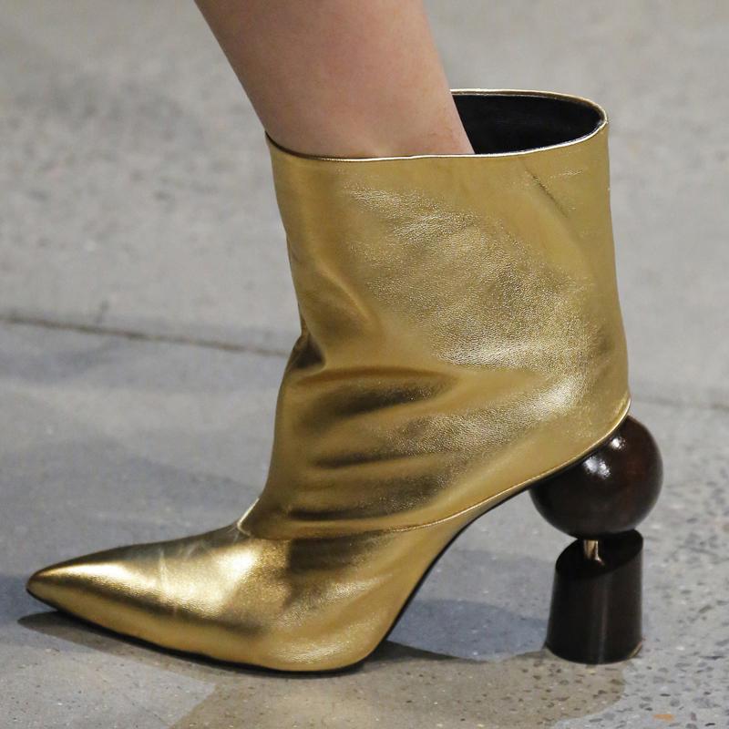 

Tide Strange High Heels Boots Women Winter Short Botas Mujer Ankle Boots For Women T-show Shoes Patchwork Zapatos De Mujer, As pic