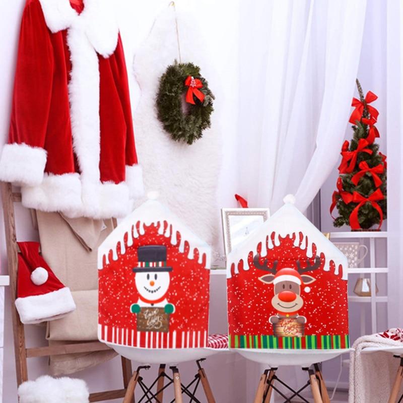 

Christmas Chair Back Cover Santa Christmas Hat For Home Decoration New Year Decoration