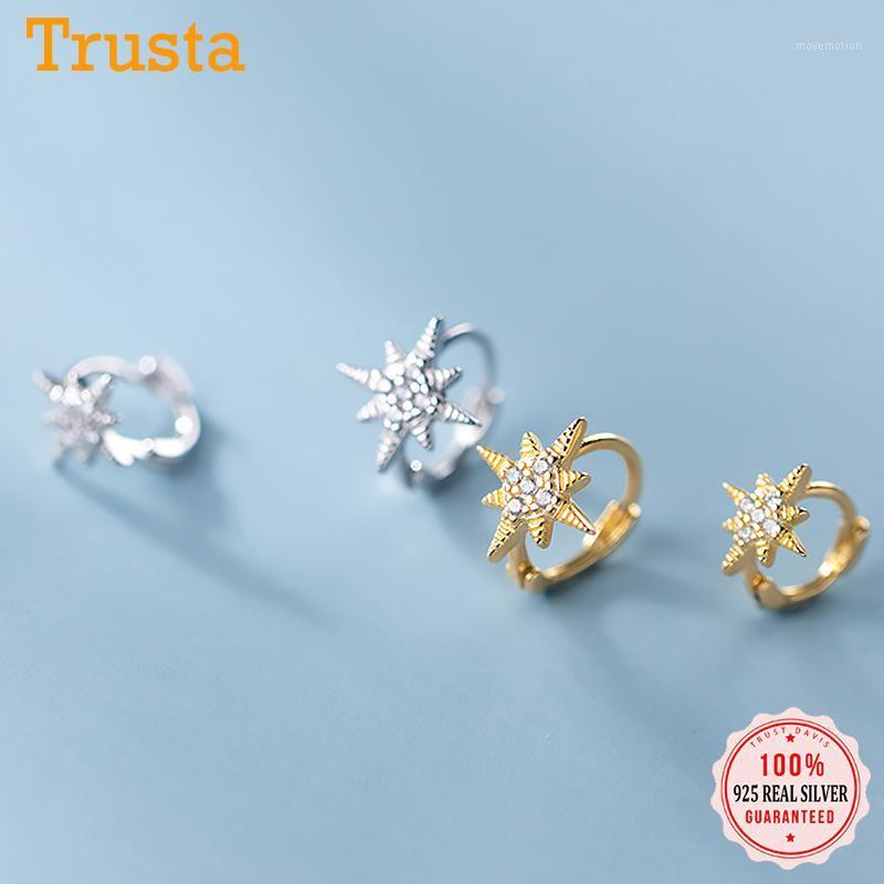 

Trustdavis Real 925 Sterling Silver Minimalist Fashion INS Star CZ Mini Hoop Earring For Women Wedding Party S925 Jewelry DA16011