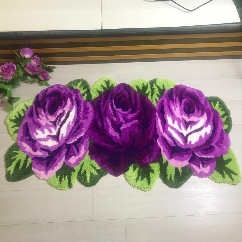 

Flocking rug flocking carpet rose rug for living room for sofa mat bedroom 126*65cm, As pic