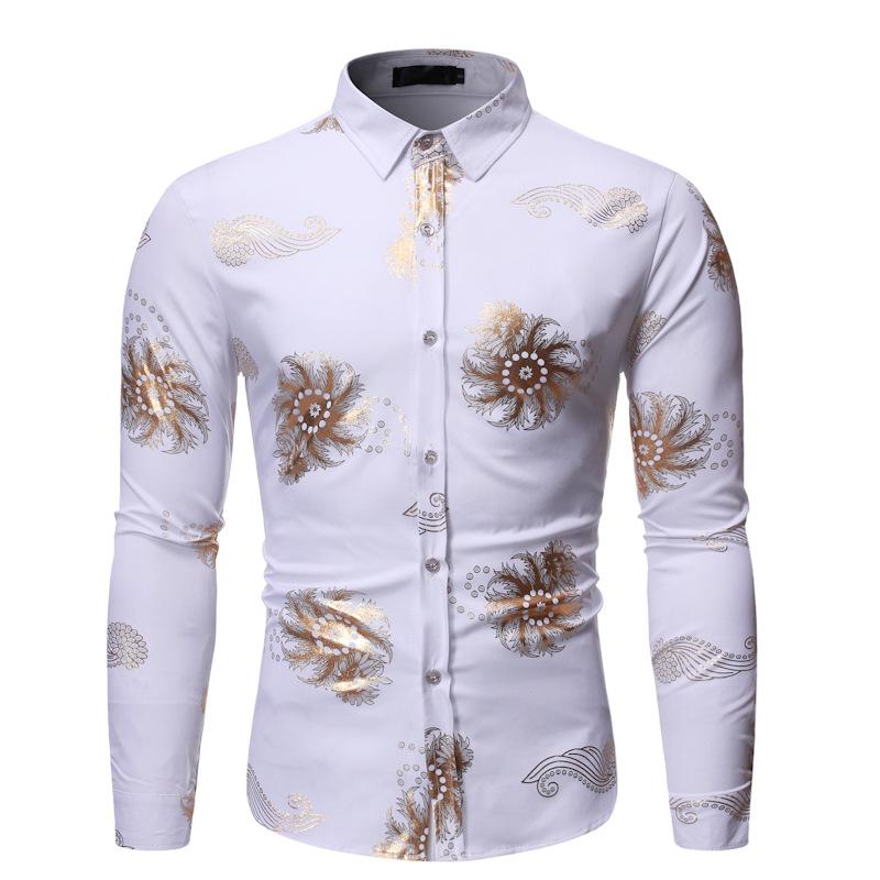 

Mens Fashion Paisley Dress Shirts Camisas Hombre 2020 Brand White Slim Fit Long Sleeve Shirt Men Business Casual Social Shirt