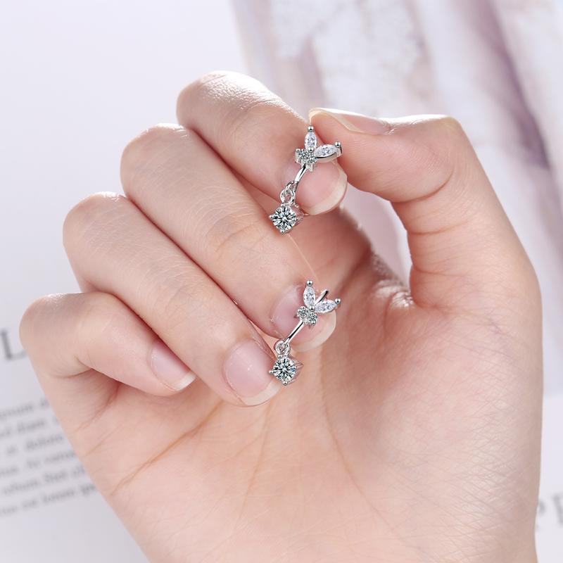 

Hoop & Huggie Todorova Clear CZ Cute Small Butterfly Earrings For Kids Children Women Loop Huggies Earring Jewelry