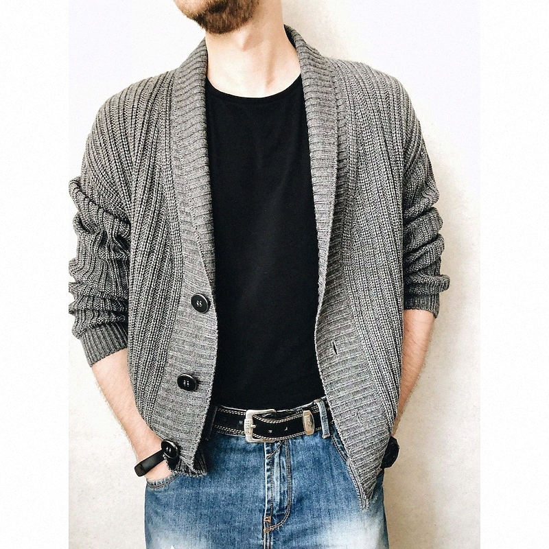 Pull cardigan unisexe pour hommes Bouton tricoté Couleur Solide Couleur Vintage Style Basic manches longues Plus Taille Cardigans V Cardigans V C