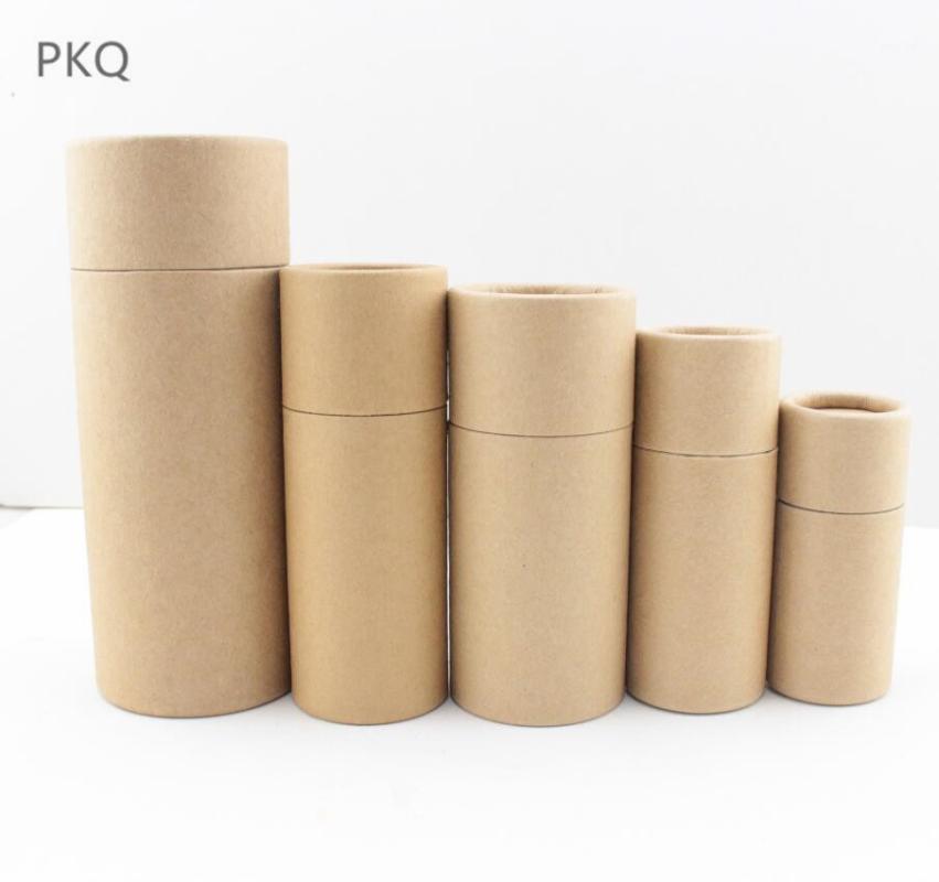 

100ml brown blank Kraft Paper Box for Cosmetic valves tubes Craft Candle Gift Packing Boxes 100ml cylinder oil bottle packaging1