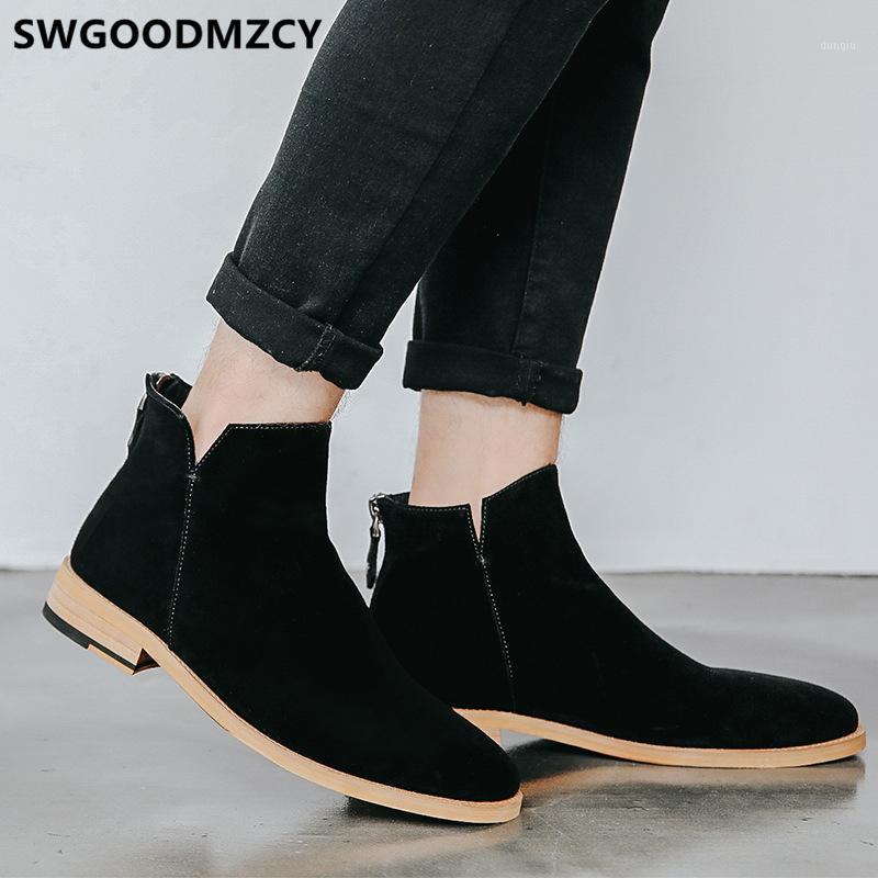 

Genuine Leather Boots Men Ankle Boots Men Black Snow Mens Winter Shoes Zapato Botas Hombre Buty Meskie Sepatu Pria1, Not short plush