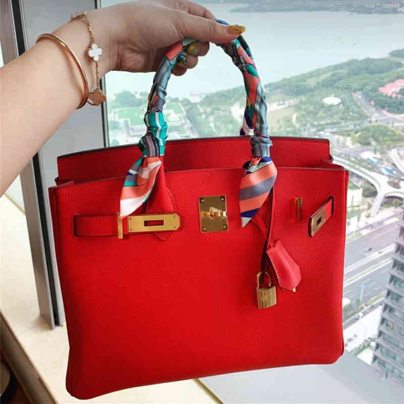 

Birkins Cowhide Designer Handbags Layer Top Litchi Paul Women's Bag Crocodile Pattern Handbag Single Shoulder Messenger 3YOQ